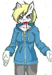 Size: 250x361 | Tagged: anthro, anthro oc, artist:randy, aryan pony, blonde, bloody, breasts, clothes, derpibooru import, female, hoodie, nazi, oc, oc:aryanne, semi-grimdark, solo, unofficial characters only, white