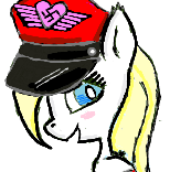 Size: 154x156 | Tagged: animated, artist:randy, aryan pony, bedroom eyes, blonde, derpibooru import, hat, nazi, oc, oc:aryanne, safe, solo, swastika, unofficial characters only, vibrating, white