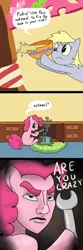 Size: 800x2400 | Tagged: safe, artist:spicyhamsandwich, derpibooru import, derpy hooves, pinkie pie, pegasus, pony, comic, female, kitchen sink, mare, oatmeal, oatmeal are you crazy, sink, wrench