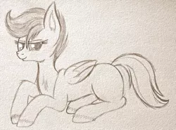 Size: 1076x798 | Tagged: safe, artist:liquidarrow-x, derpibooru import, scootaloo, monochrome, solo