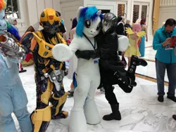 Size: 3264x2448 | Tagged: bumblebee, cobra commander, cosplay, derpibooru import, fluttershy, fursuit, g.i. joe, hasbro, human, irl, irl human, katsucon, photo, rainbow dash, safe, transformers, vinyl scratch