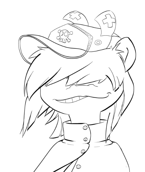 Size: 506x597 | Tagged: artist:3dapple, crossover, derpibooru import, gorillaz, monochrome, noodle, outline, ponified, safe, solo