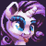 Size: 150x150 | Tagged: safe, artist:pix3m, derpibooru import, rarity, pony, 16-bit, derp, faic, pixel art, portrait, silly, silly pony, solo, tongue out