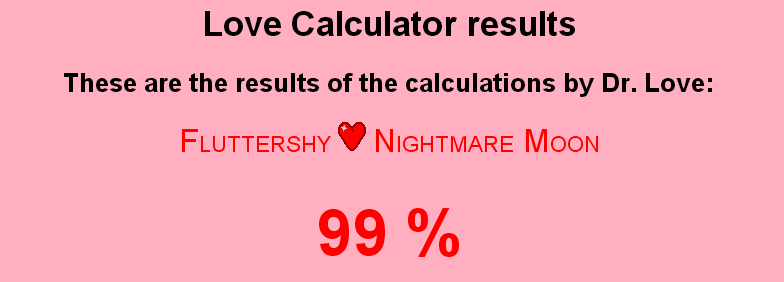 Size: 784x282 | Tagged: female, fluttermoon, fluttershy, lesbian, love calculator, new otp, nightmare moon, safe, shipping