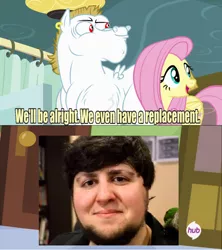 Size: 634x715 | Tagged: safe, derpibooru import, bulk biceps, fluttershy, 1000 hours in ms paint, exploitable meme, jontron, meme, ms paint, replacement meme