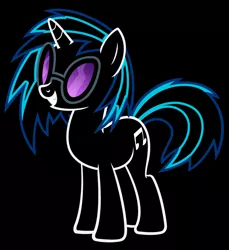 Size: 4400x4800 | Tagged: safe, artist:stealth1546, derpibooru import, vinyl scratch, pony, unicorn, absurd resolution, cutie mark, female, hooves, horn, mare, neon, outline, smiling, solo, sunglasses, teeth, vector