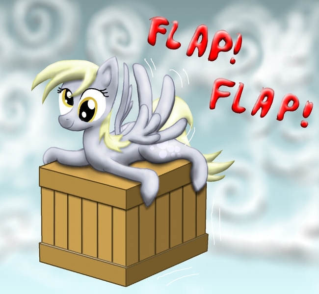 Size: 766x707 | Tagged: safe, artist:cgeta, derpibooru import, derpy hooves, pegasus, pony, box, crate, female, mare, solo