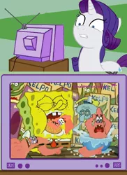 Size: 560x770 | Tagged: semi-grimdark, derpibooru import, rarity, cereal, disturbed rarity, exploitable meme, fetish, image, jpeg, meme, obligatory pony, patrick star, shanghaied, spingebill, spongebob squarepants, spongebob squarepants (character), squidward tentacles, tv meme, vore, waiting, wat, youtube poop