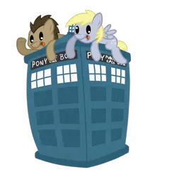 Size: 1152x1152 | Tagged: safe, artist:seabastian, derpibooru import, derpy hooves, doctor whooves, time turner, pegasus, pony, doctor who, female, mare, tardis