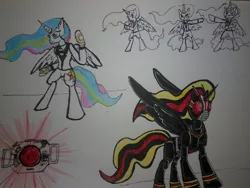 Size: 900x675 | Tagged: artist:fergarcia220, crossover, derpibooru import, kamen rider, kamen rider black, princess celestia, safe