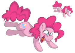 Size: 600x424 | Tagged: artist:maylee, derpibooru import, jumping, pinkie pie, safe, smiling, solo