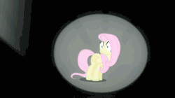 Size: 633x355 | Tagged: animated, derpibooru import, fear, filli vanilli, floating head, fluttershy, nightmare fuel, panic attack, safe, scared, screencap, spotlight, stage fright