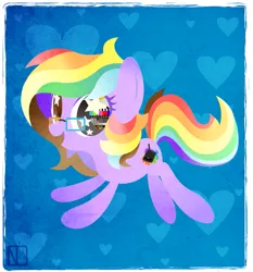 Size: 731x786 | Tagged: safe, artist:disfiguredstick, derpibooru import, oc, oc:rainbow screen, unofficial characters only, earth pony, pony, multicolored hair, rainbow hair, solo
