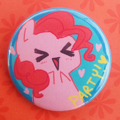 Size: 400x400 | Tagged: safe, artist:domino626, derpibooru import, pinkie pie, button, solo