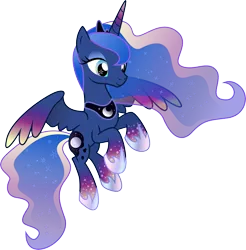 Size: 6385x6500 | Tagged: safe, artist:theshadowstone, derpibooru import, princess luna, absurd resolution, flying, rainbow power, rainbow power-ified, simple background, smiling, solo, spread wings, transparent background, vector, wingding eyes