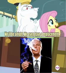 Size: 636x710 | Tagged: bulk biceps, cigar, derpibooru import, exploitable meme, fluttershy, meme, necktie, replacement meme, republican, rush limbaugh, safe, smoke, smoking