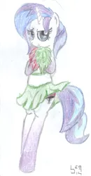 Size: 1013x1943 | Tagged: safe, artist:bamthand, derpibooru import, oc, oc:indigo wire, unofficial characters only, pony, unicorn, bipedal, cheerleader, clothes, female, midriff, panties, skirt, solo, traditional art, underwear
