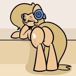 Size: 500x500 | Tagged: animated, artist:slavedemorto, butt shake, derpibooru import, eyes closed, female, headphones, hypnotic, leaning, oc, oc:backy, plot, raised tail, smiling, solo, solo female, suggestive, unofficial characters only