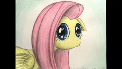 Size: 1920x1080 | Tagged: artist:thefriendlyelephant, cute, derpibooru import, filli vanilli, floppy ears, fluttershy, frown, looking at you, pouting, safe, scene interpretation, shyabetes, solo, traditional art