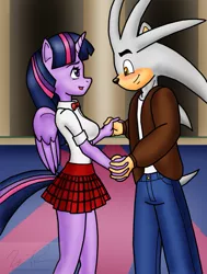 Size: 777x1029 | Tagged: anthro, artist:sonigoku, crack shipping, crossover, crossover shipping, derpibooru import, safe, shipping, silver the hedgehog, silvtwi, sonic the hedgehog (series), twilight sparkle, twilight sparkle (alicorn)
