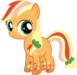Size: 6203x6000 | Tagged: safe, artist:serenawyr, derpibooru import, applejack, season 4, absurd resolution, female, filly, filly applejack, looking at you, rainbow power, simple background, solo, transparent background, vector, wingding eyes, younger