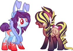 Size: 758x534 | Tagged: safe, artist:k-ouha, derpibooru import, oc, unofficial characters only, earth pony, pegasus, pony, adoptable, bunny ears, heart