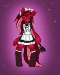 Size: 2362x2953 | Tagged: safe, artist:pitchyy, derpibooru import, oc, oc:pitch, unofficial characters only, pony, semi-anthro, unicorn, bipedal, clothes, maid, solo