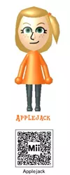 Size: 241x605 | Tagged: 3ds, applejack, derpibooru import, human, humanized, mii, nintendo, qr code, safe, solo, wii u