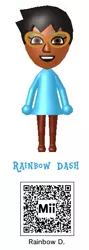 Size: 215x602 | Tagged: 3ds, derpibooru import, human, humanized, mii, nintendo, qr code, rainbow dash, safe, solo, wii u