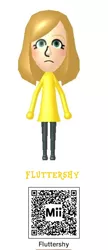 Size: 274x632 | Tagged: 3ds, derpibooru import, fluttershy, human, humanized, mii, nintendo, qr code, safe, solo, wii u