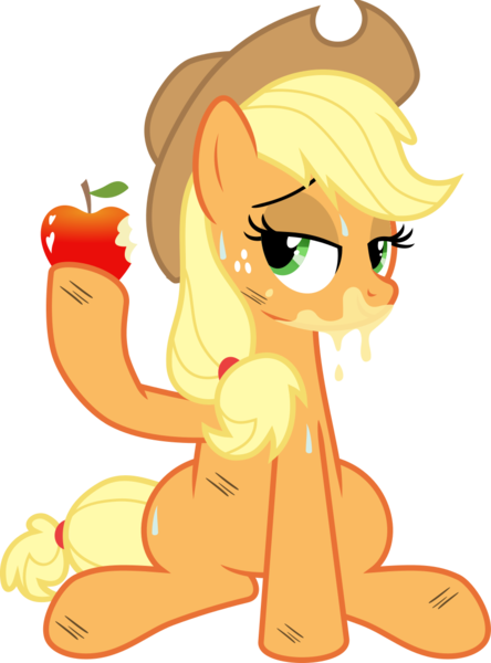 Size: 862x1166 | Tagged: suggestive, artist:jeatz-axl, derpibooru import, applejack, earth pony, pony, simple ways, .svg available, apple, apple juice, applejuice meme, bedroom eyes, dirty, juice, messy eating, show accurate, simple background, sitting, slovenly, solo, stupid sexy applejack, svg, transparent background, vector