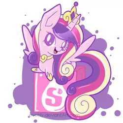 Size: 500x500 | Tagged: artist:evehly, chibi, cute, derpibooru import, looking at you, princess cadance, safe, solo, starburst (candy)