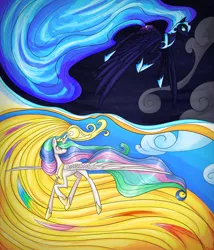 Size: 3000x3500 | Tagged: artist:clrb, nightmare moon, princess celestia, safe