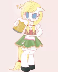 Size: 1200x1500 | Tagged: safe, artist:aryanne, artist:randy, derpibooru import, oc, oc:aryanne, unofficial characters only, pony, semi-anthro, bavarian barmaid dress, beer, bipedal, clothes, dirndl, dress, drunk, fashion, nazi, solo