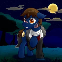 Size: 1000x1000 | Tagged: safe, artist:touken2, derpibooru import, oc, unofficial characters only, earth pony, pony, moon, night, solo, tree