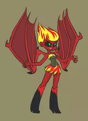 Size: 567x780 | Tagged: safe, artist:khuzang, derpibooru import, sunset shimmer, demon, equestria girls, chaos, don thousand, humanized, number 96 dark mist, solo, sunset satan