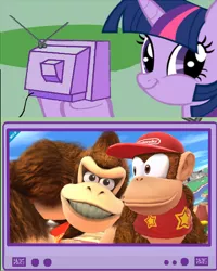 Size: 820x1025 | Tagged: derpibooru import, diddy kong, donkey kong, donkey kong country, exploitable meme, meme, obligatory pony, safe, super smash bros., super smash bros. 4, tv meme, twiface, twilight sparkle