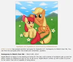 Size: 713x603 | Tagged: safe, derpibooru import, apple bloom, applejack, somepony to watch over me, everfree network