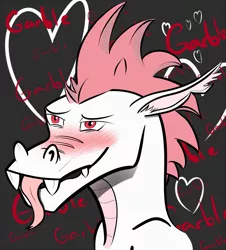 Size: 1305x1446 | Tagged: safe, artist:artiehooves, derpibooru import, fizzle, garble, dragon, :p, blushing, fangs, garbizzle, heart, hearts and hooves day, implied gay, male, smiling, solo, tongue out, valentine's day