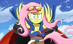 Size: 1280x768 | Tagged: artist:paradigmpizza, badass, crossover, derpibooru import, flutterbadass, fluttershy, safe, simon, solo, tengen toppa gurren lagann