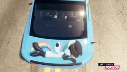 Size: 1280x720 | Tagged: suggestive, derpibooru import, rainbow dash, pony, car, clothes, ford, ford mustang, forza horizon, itasha, shelby, shelby gt500 mustang, socks