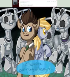 Size: 848x942 | Tagged: safe, artist:buljong, derpibooru import, derpy hooves, doctor whooves, time turner, cyberman, cyborg, pegasus, pony, ask doctor whooves, ask, female, mare, necktie