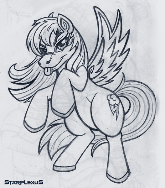 Size: 582x662 | Tagged: artist:starplexus, derpibooru import, monochrome, rainbow dash, safe, solo, traditional art