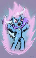 Size: 2500x4001 | Tagged: safe, artist:mcnum, derpibooru import, trixie, pony, bipedal, magic, solo