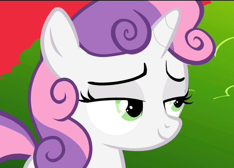 Size: 1500x1080 | Tagged: safe, derpibooru import, screencap, sweetie belle, twilight time, lidded eyes, solo