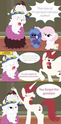 Size: 3400x6900 | Tagged: artist:t-3000, cewestia, comic, cute, derpibooru import, filly, ice cream, jimmies, lauren faust, oc, oc:fausticorn, ponified, princess celestia, princess luna, safe, sprinkles, star swirl the bearded, sundae, woona