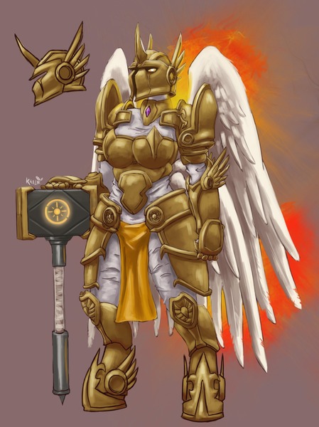 Size: 1280x1709 | Tagged: anthro, armor, artist:keilink, derpibooru import, hammer, helmet, lightmare sun, nightmare star, princess celestia, safe, solo, war hammer, warrior celestia, weapon