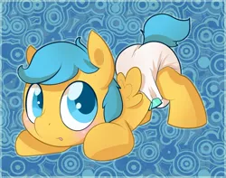 Size: 1024x807 | Tagged: safe, artist:cuddlehooves, derpibooru import, oc, unofficial characters only, pegasus, pony, diaper, foal, poofy diaper, solo