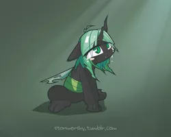 Size: 1500x1200 | Tagged: artist:aurura, changeling, crying, derpibooru import, green changeling, pixiv, queen chrysalis, sad, safe, solo