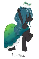 Size: 442x669 | Tagged: safe, artist:scouthiro, derpibooru import, queen chrysalis, pony, 30 minute art challenge, clothes, dress, race swap, solo